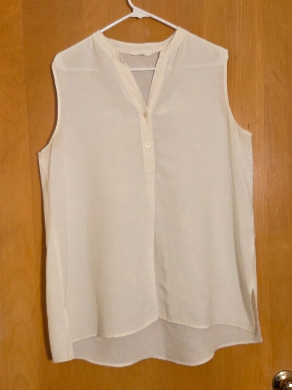 Uniqlo Sleeveless Pullover Top Linen Blend Womens XL White Minimalist Coastal